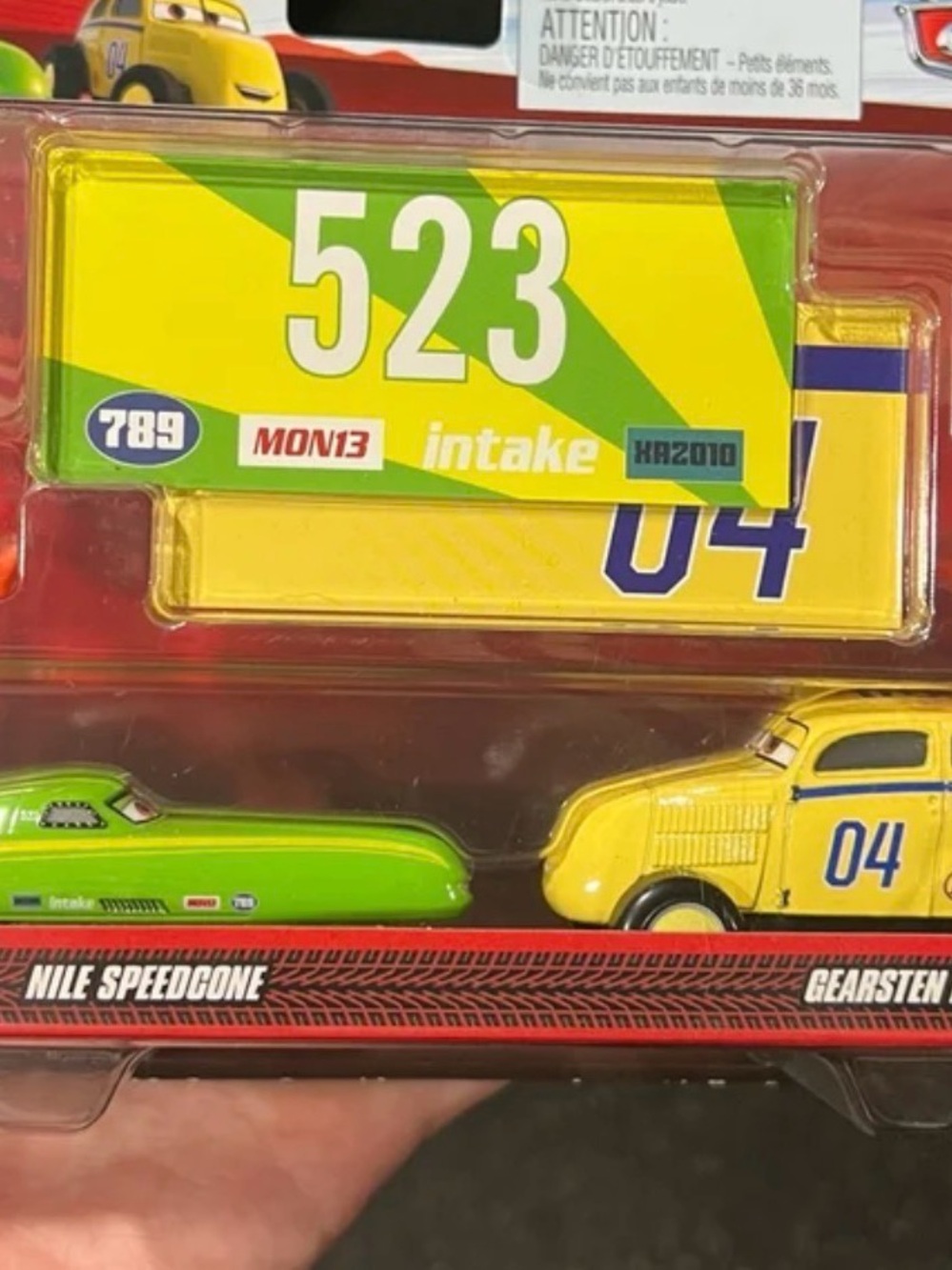 Disney Yellow Gearsten & Green Nile Speedcone Toy Car Set